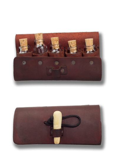 Trollfelsen Tranktasche 5er Holzverschluss antik